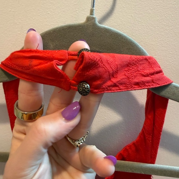 NWT Anthropologie Red Fringe Halter Valentines Tiered Fringe Maxi Dress 14 - Picture 7 of 11